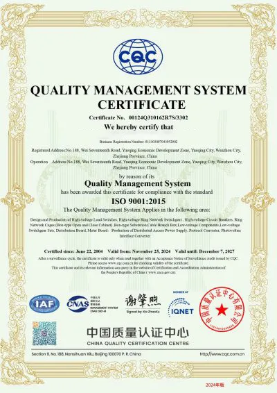 Quality Management System Certificate