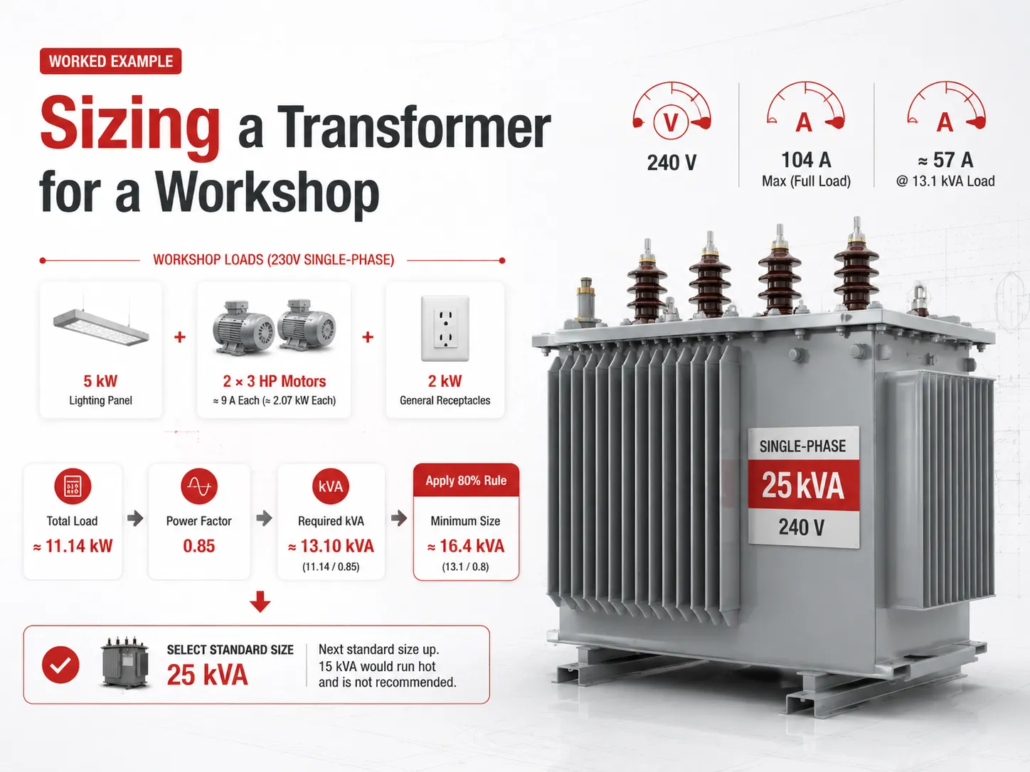 Worked Example Sizing a Transformer for a Workshop