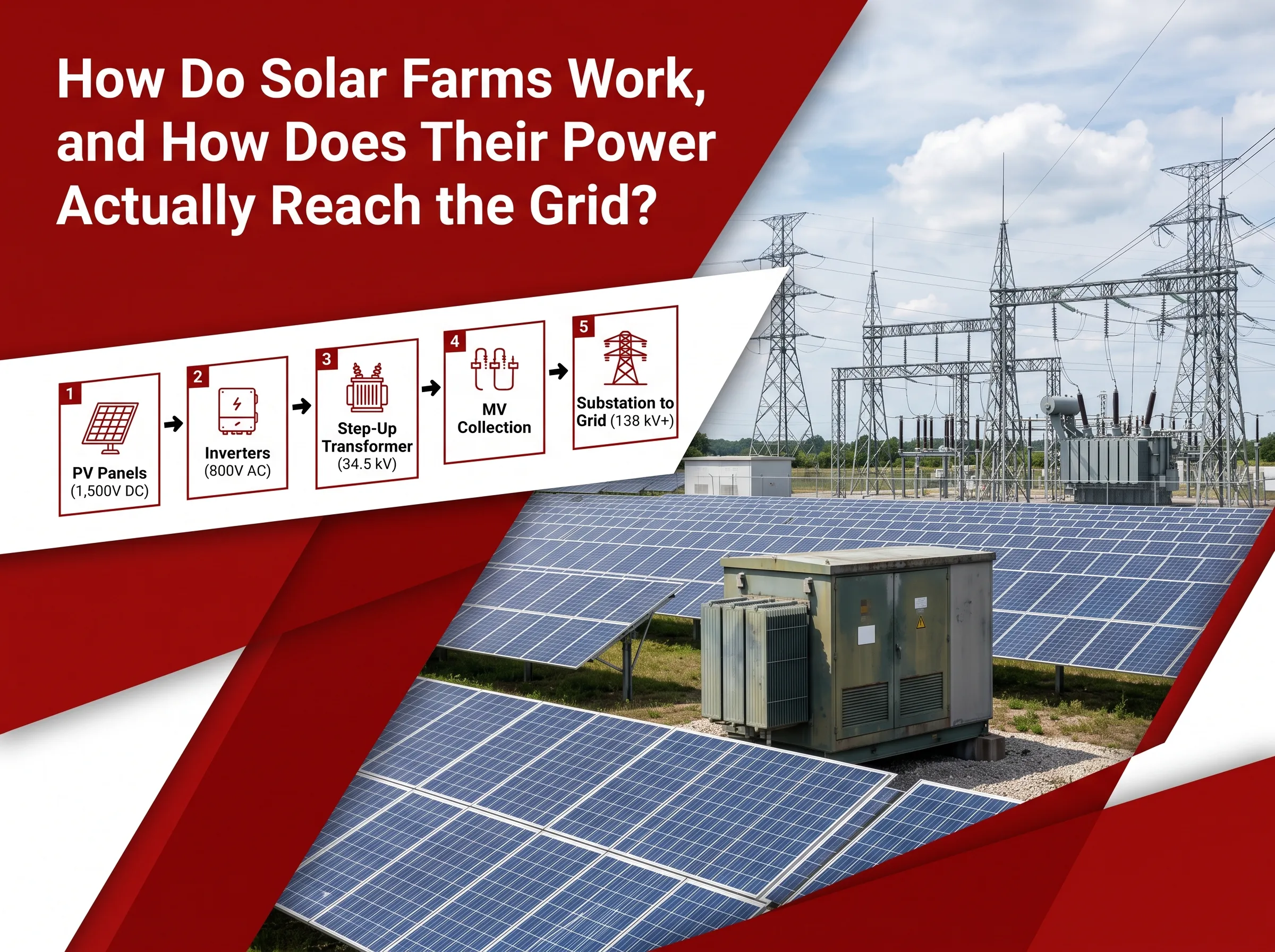 How Do Solar Farms Work, and How Does Their Power Actually Reach the Grid?