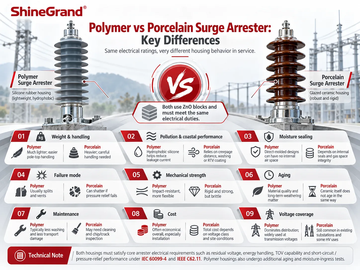 Should You Choose a Polymer or Porcelain Surge Arrester for Your Overhead Line?